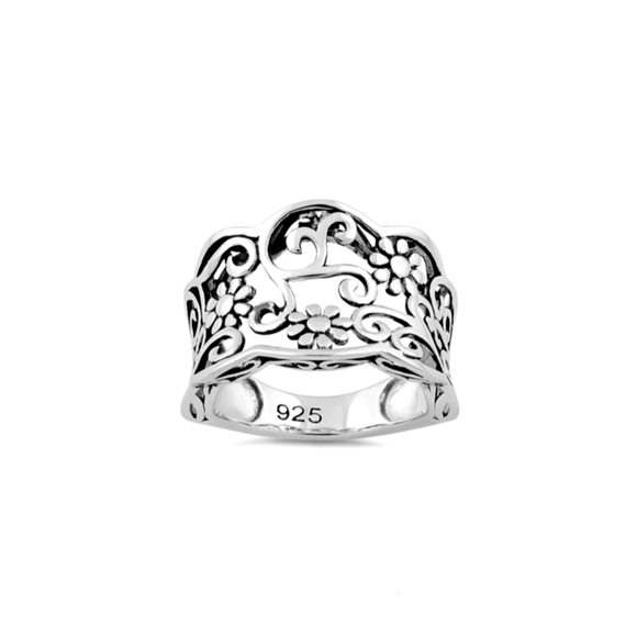 ♥️ CAMELIA STERLING SILVER RING - Picture 1 of 8